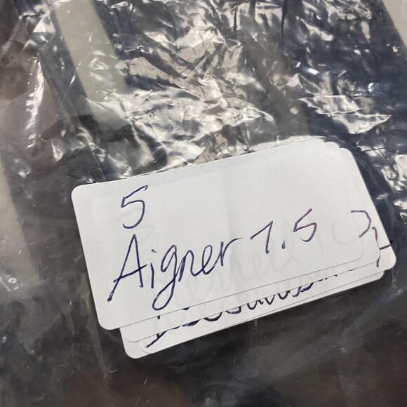 VTG Etienne Aigner Heels Womens 7.5 Black Leather Pumps Square Toe Chunky Heel - Picture 11 of 14